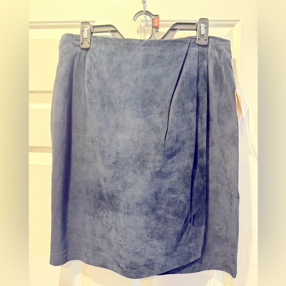 Real suede navy wrap skirt, size 14